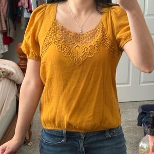 Mustard yellow mid sleeve top